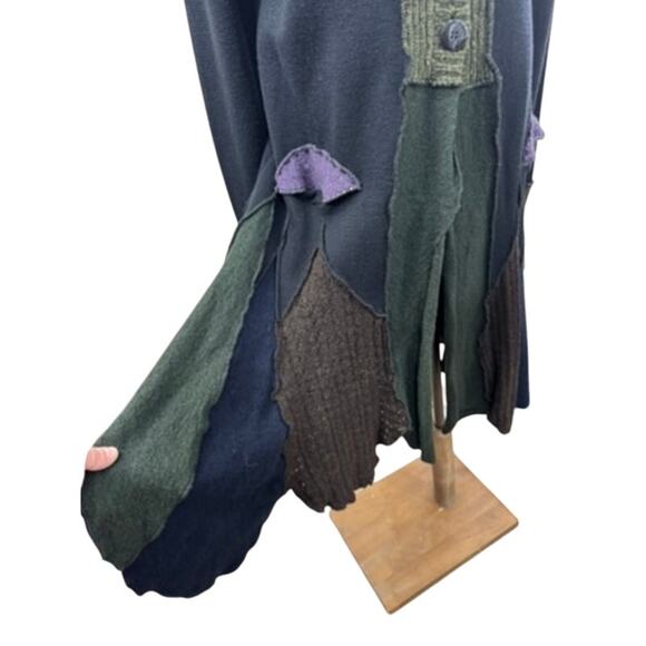 NO TAG- Wool Blend Mixed Materials Sweater Tulip Hem PLZ READ,FINAL SALE! Goth - Picture 2 of 14